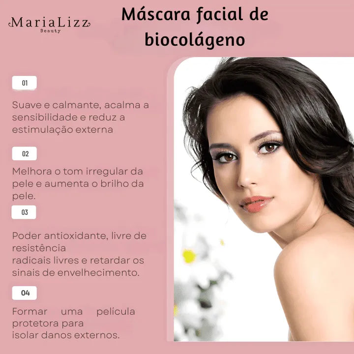 Máscara facial de biocolágeno