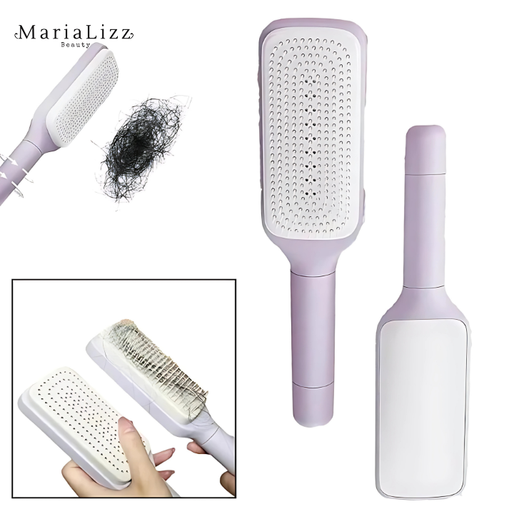 Escova de cabelo autolimpante