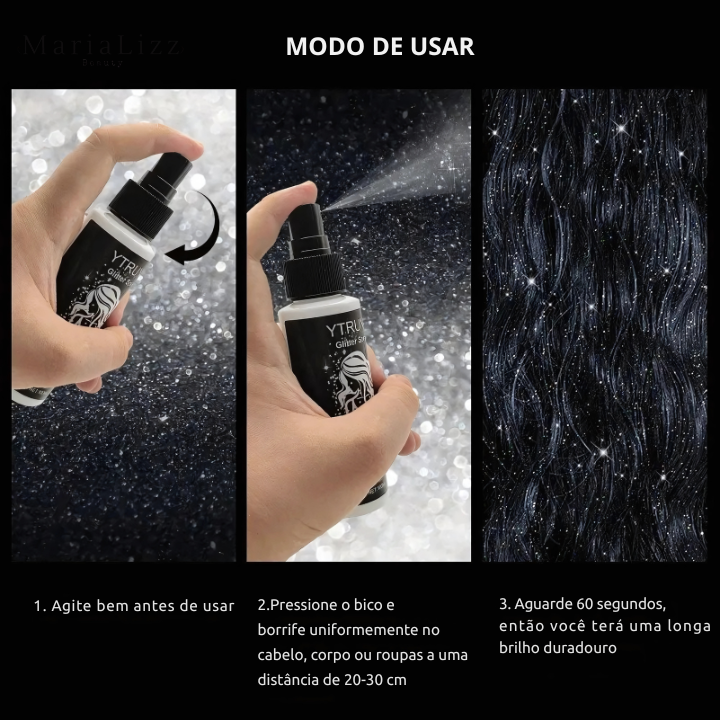 Spray de glitter de alto brilho