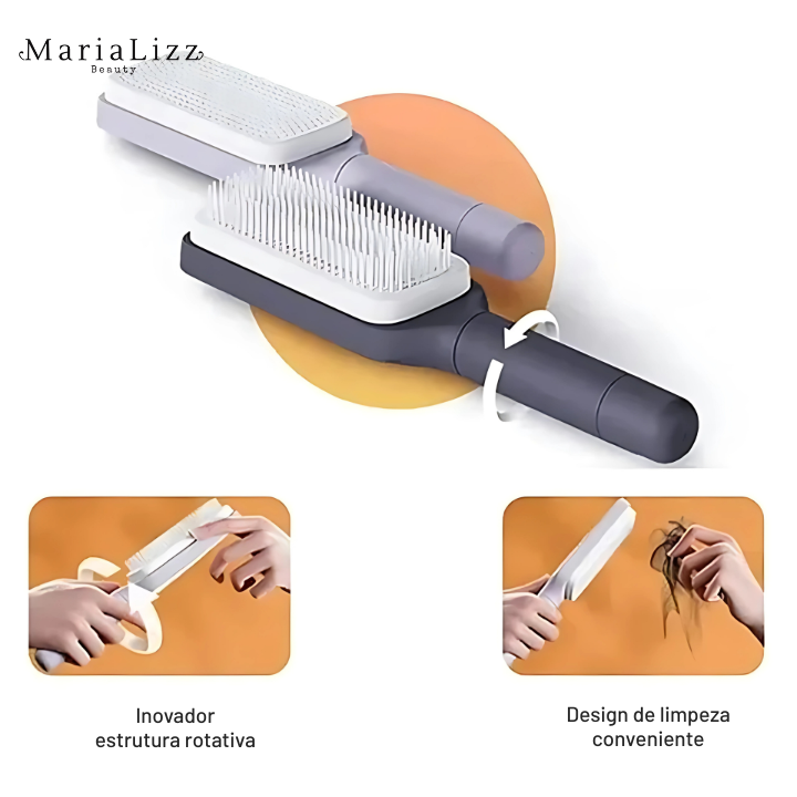 Escova de cabelo autolimpante