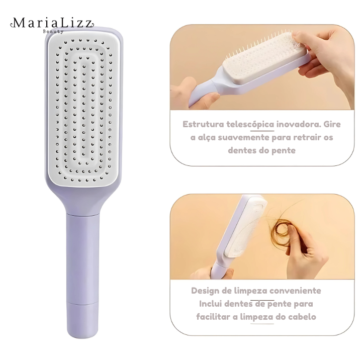 Escova de cabelo autolimpante